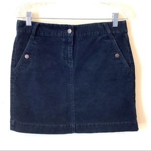 J. Crew Corduroy Dark Navy Blue Mini Skirt Size Medium